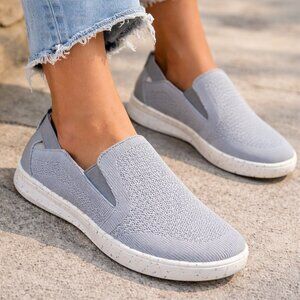 Biza Grey Knit Slip-On Sneakers | Lightweight Comfort Shoes | Women’s Size EU 39